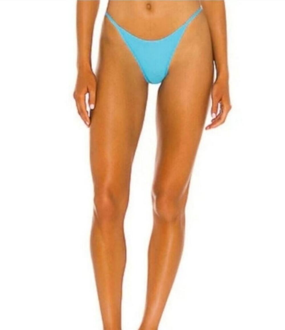 L*Space Jay Bikini Bottom Bitsy Cut in Aqua Blue Size Medium